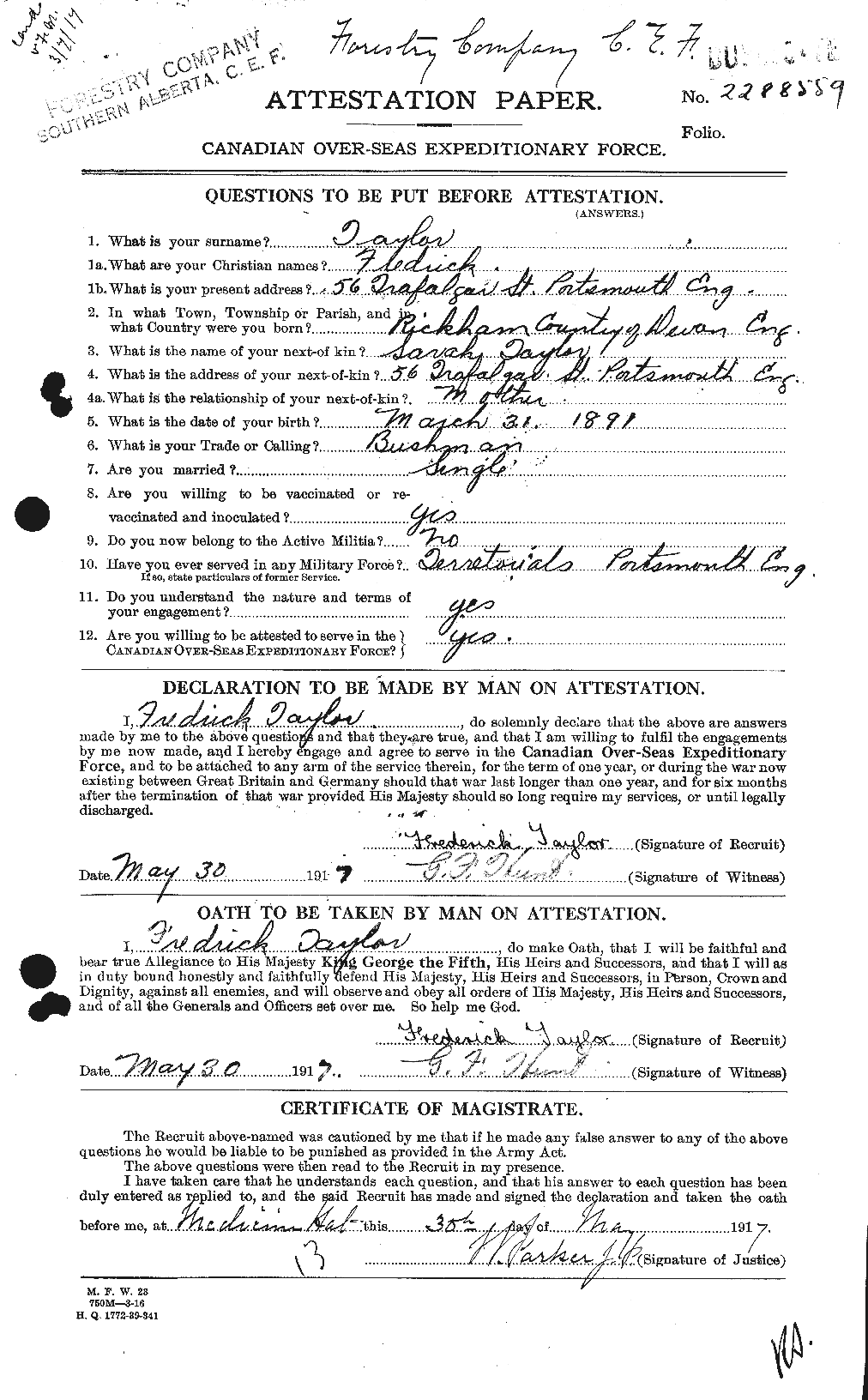 Personnel Records of the First World War - CEF 625783a