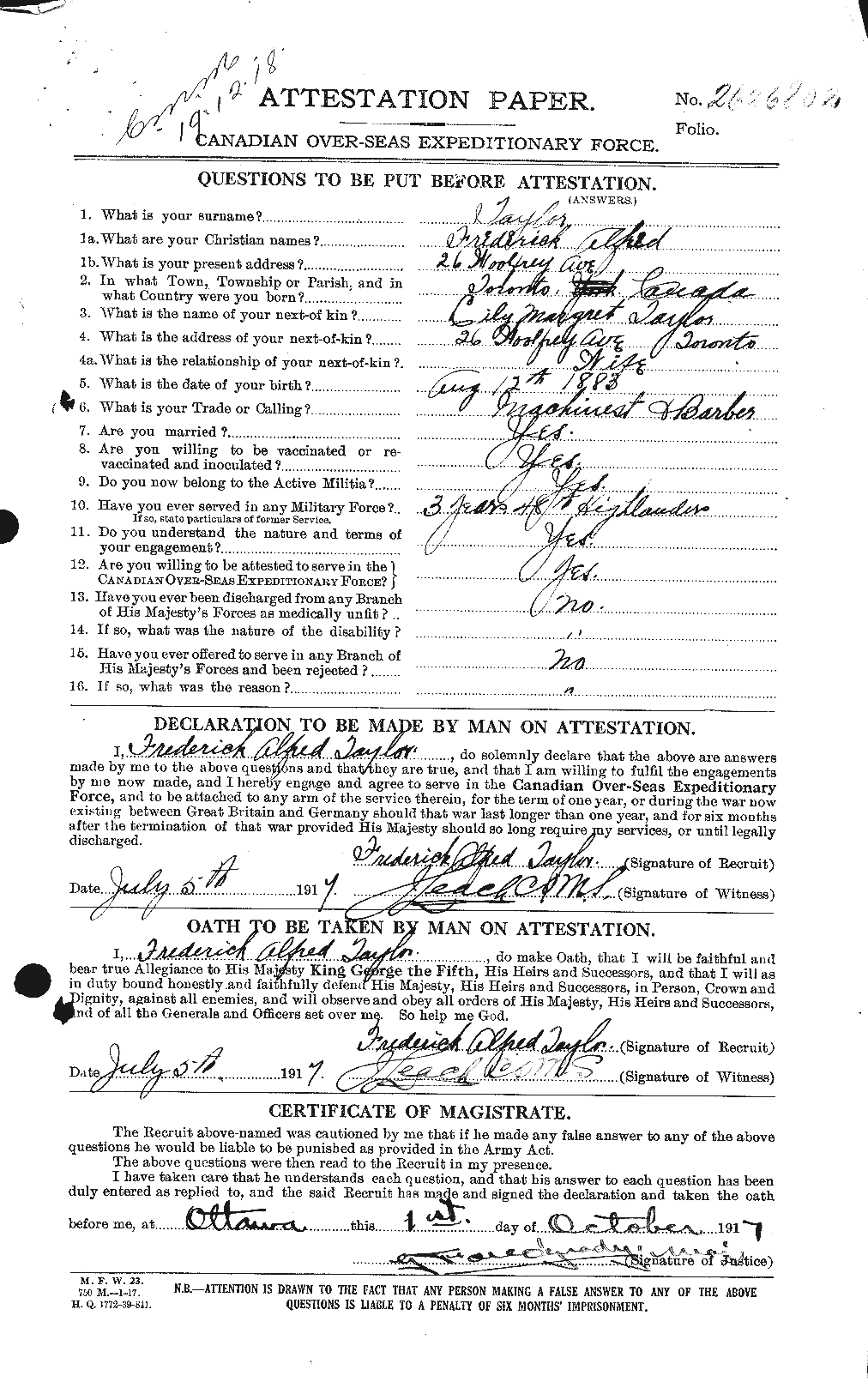 Personnel Records of the First World War - CEF 625786a
