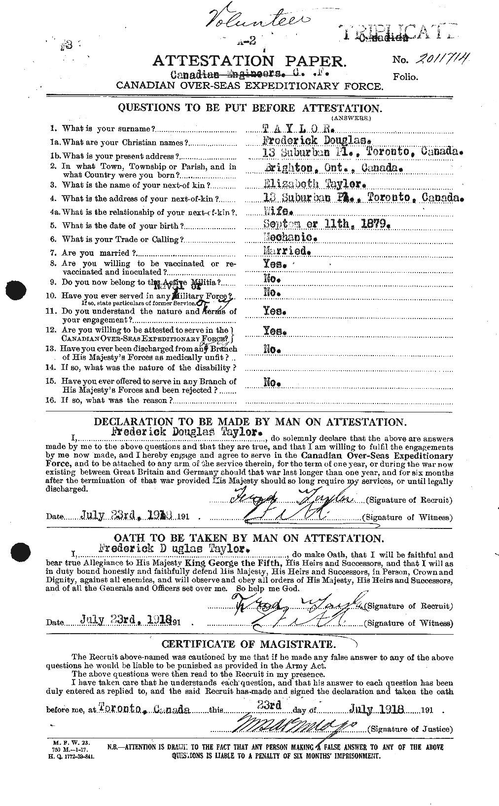 Personnel Records of the First World War - CEF 625796a