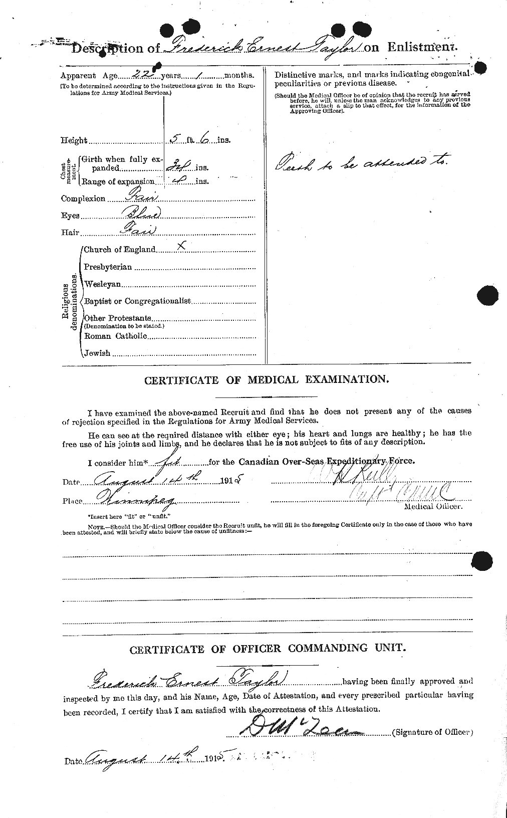 Dossiers du Personnel de la Première Guerre mondiale - CEC 625799b