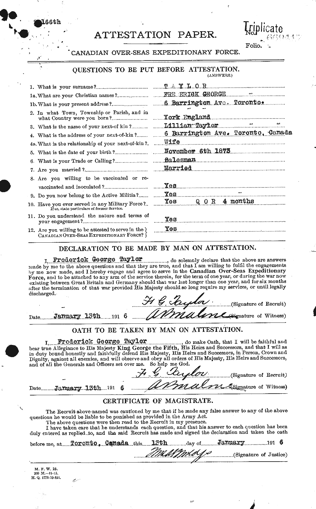 Dossiers du Personnel de la Première Guerre mondiale - CEC 625801a