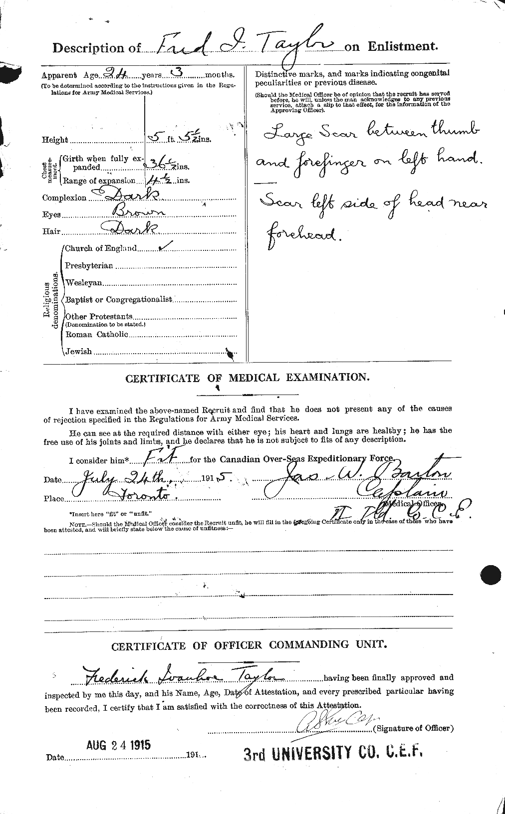 Dossiers du Personnel de la Première Guerre mondiale - CEC 625807b