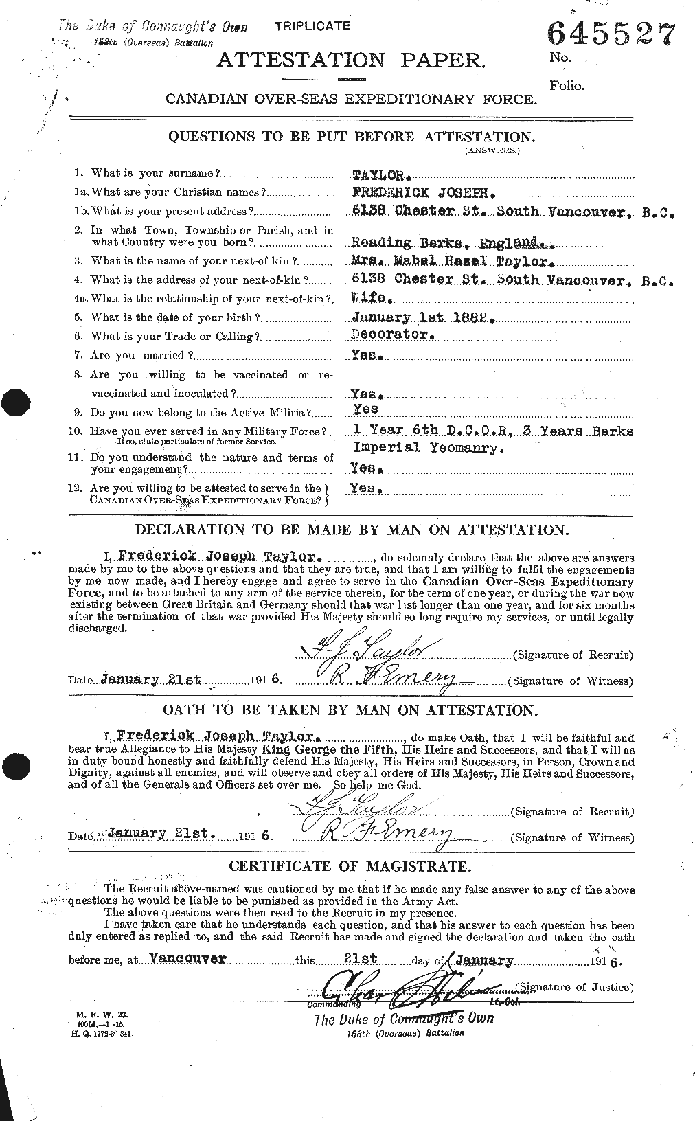 Personnel Records of the First World War - CEF 625810a