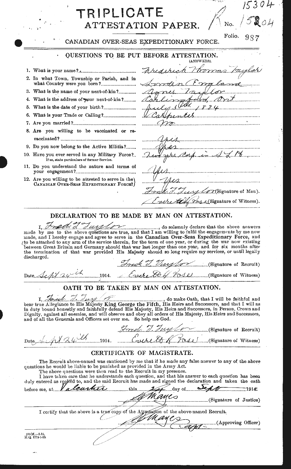 Personnel Records of the First World War - CEF 625820a