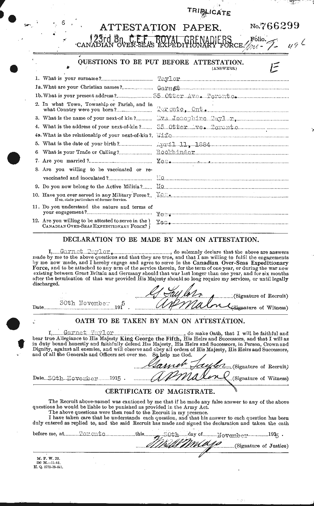 Personnel Records of the First World War - CEF 625832a