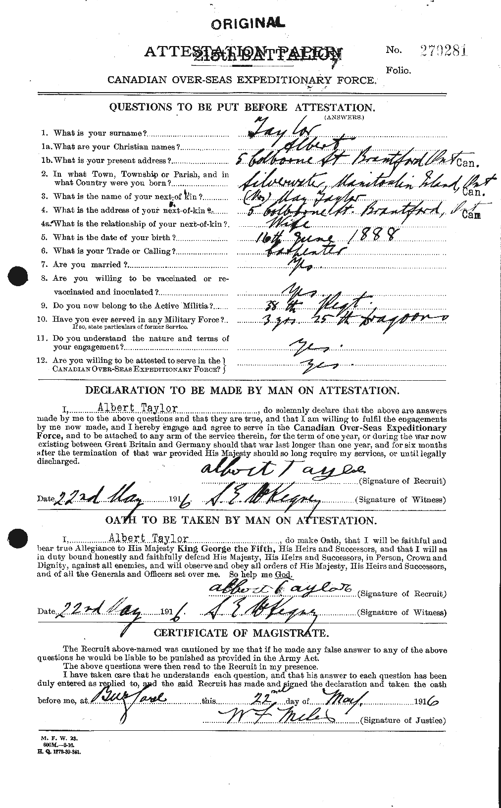 Personnel Records of the First World War - CEF 626082a