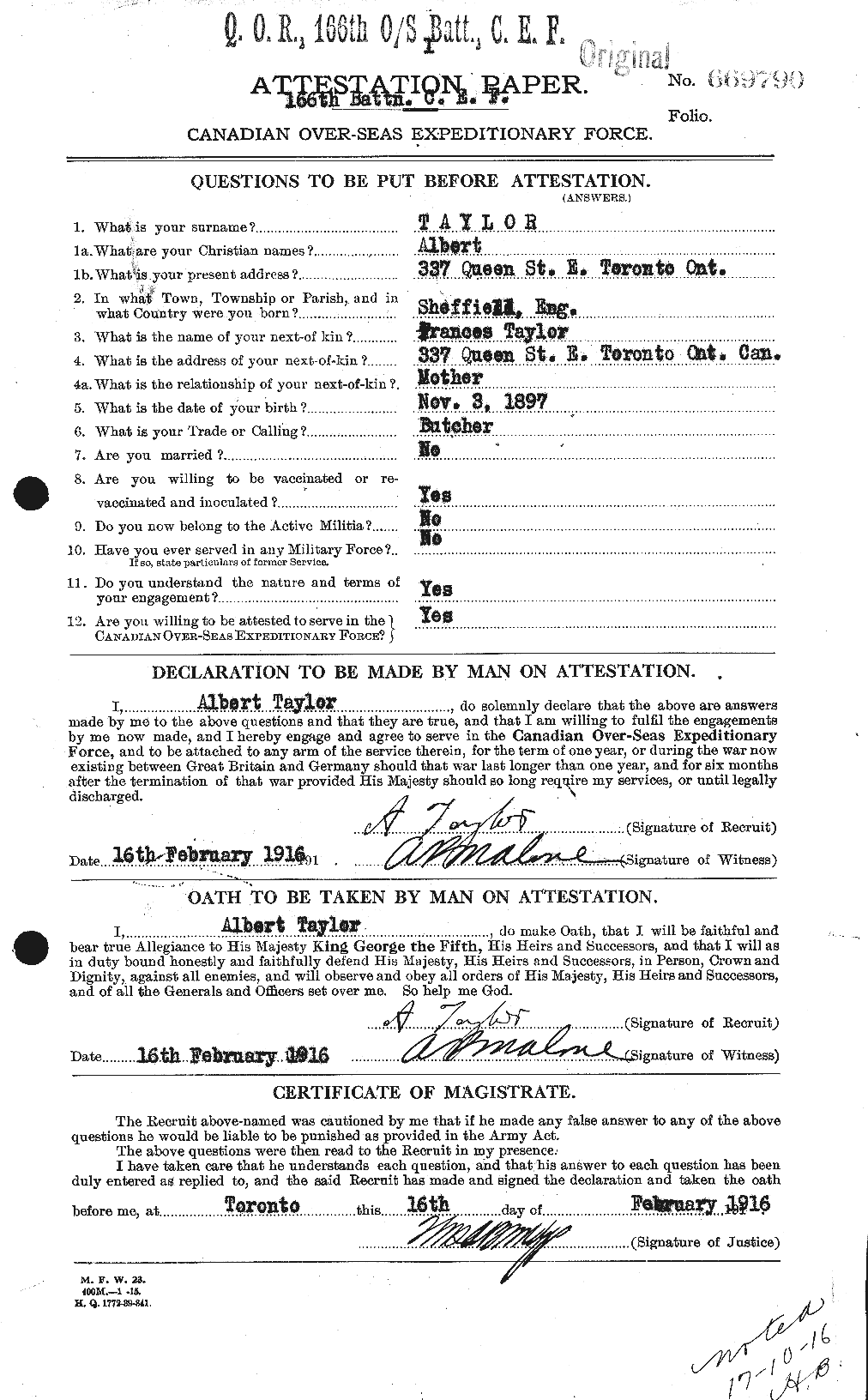 Personnel Records of the First World War - CEF 626083a