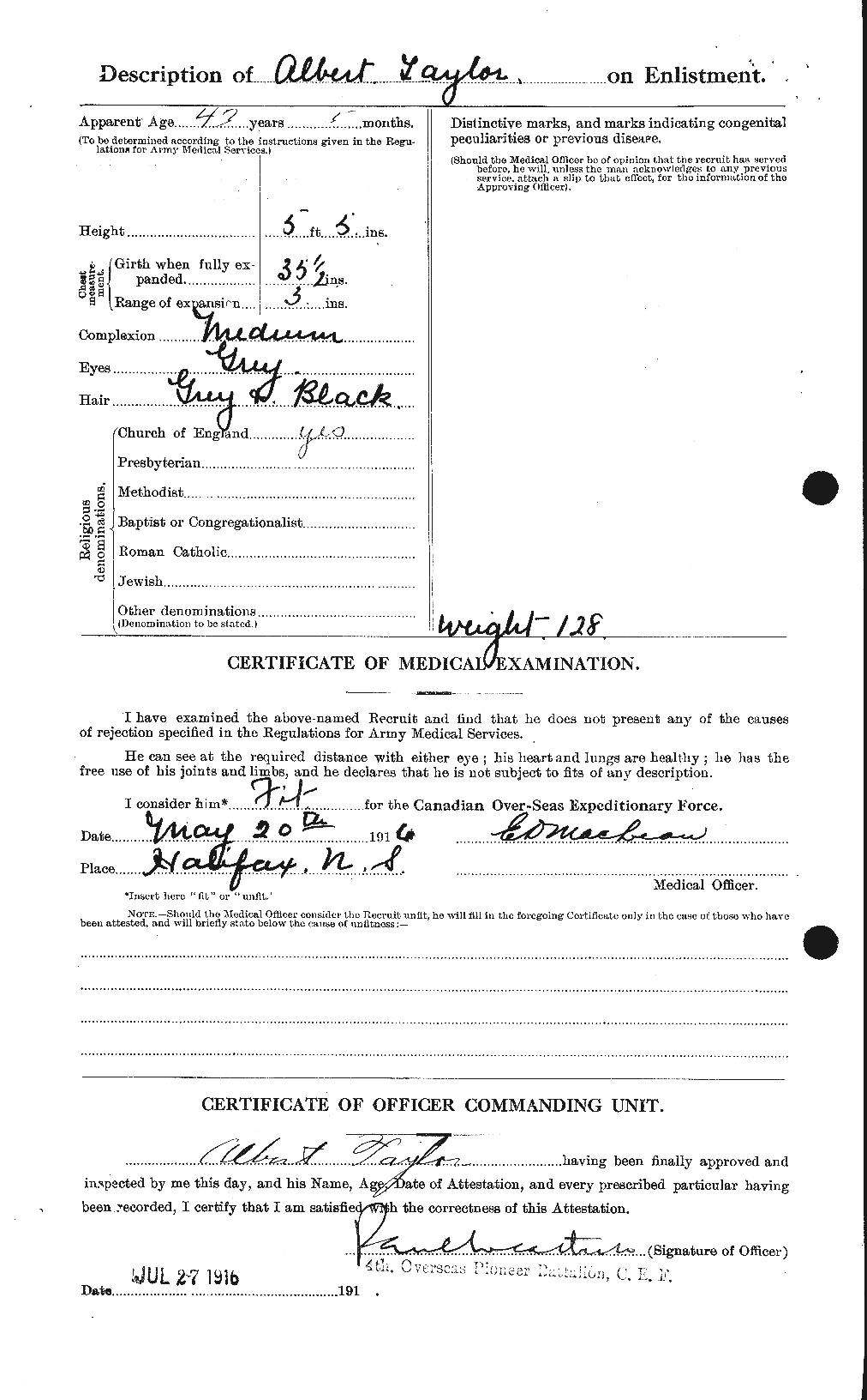 Dossiers du Personnel de la Première Guerre mondiale - CEC 626085b