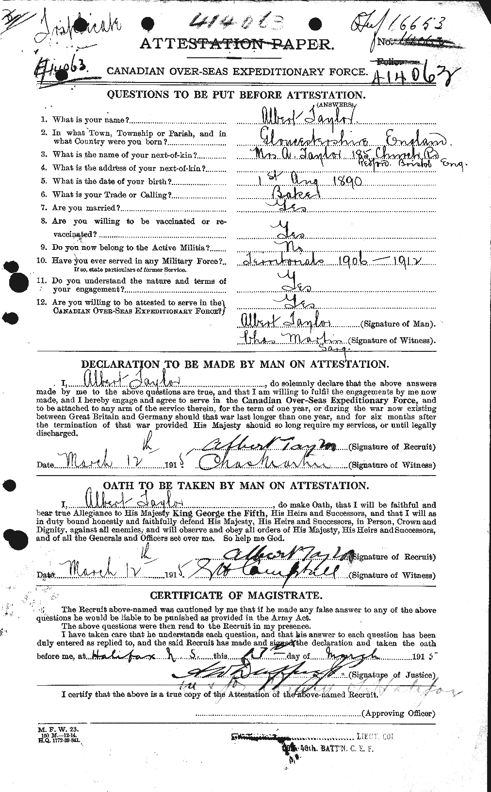 Personnel Records of the First World War - CEF 626103a