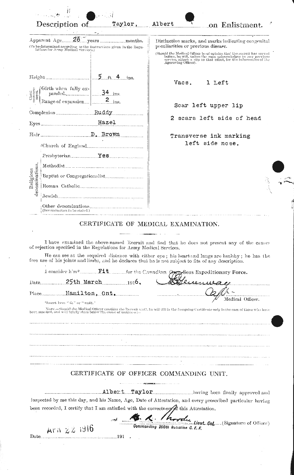 Personnel Records of the First World War - CEF 626104b