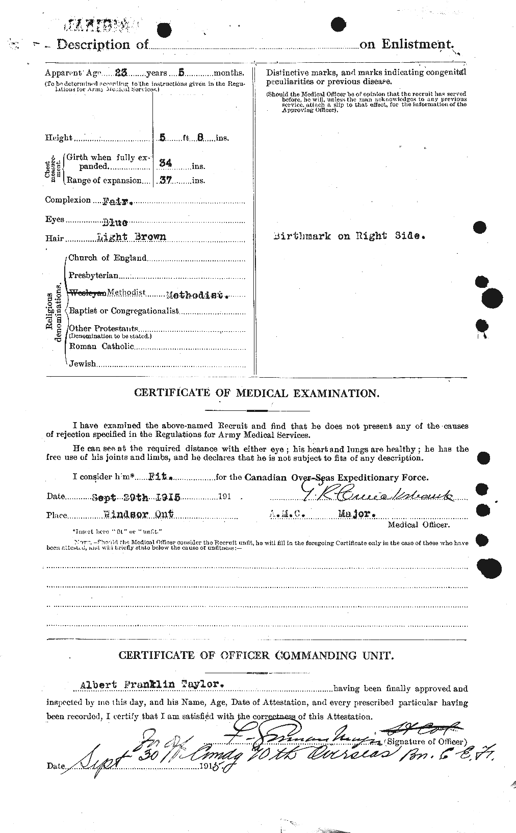 Dossiers du Personnel de la Première Guerre mondiale - CEC 626111b