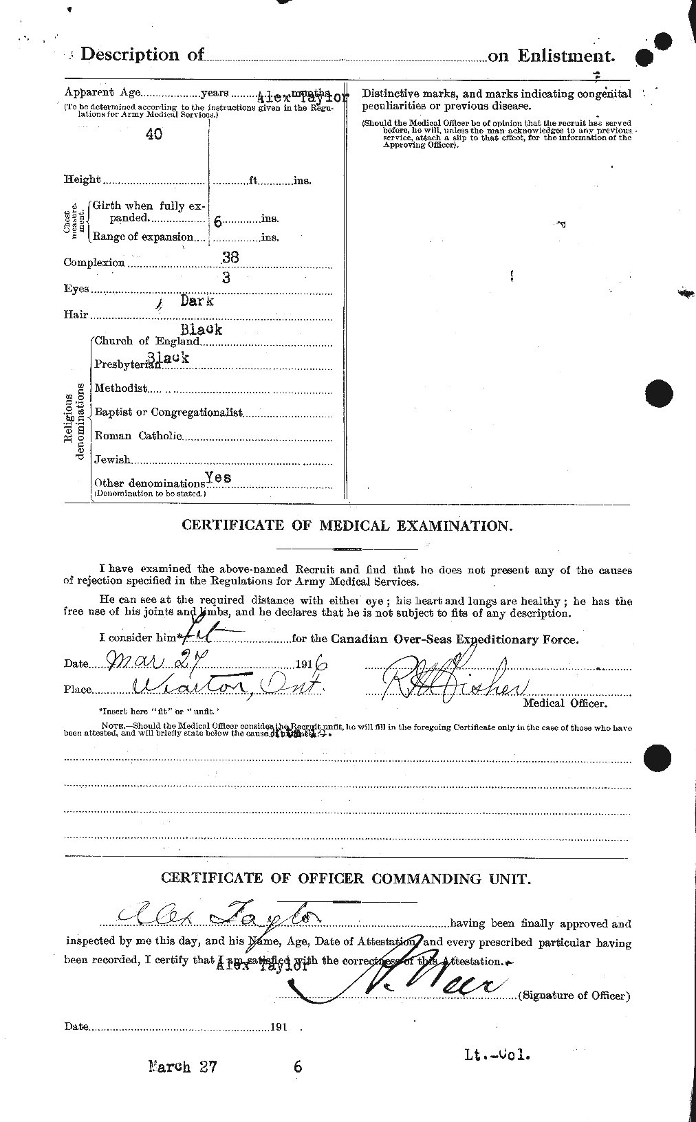 Dossiers du Personnel de la Première Guerre mondiale - CEC 626134b