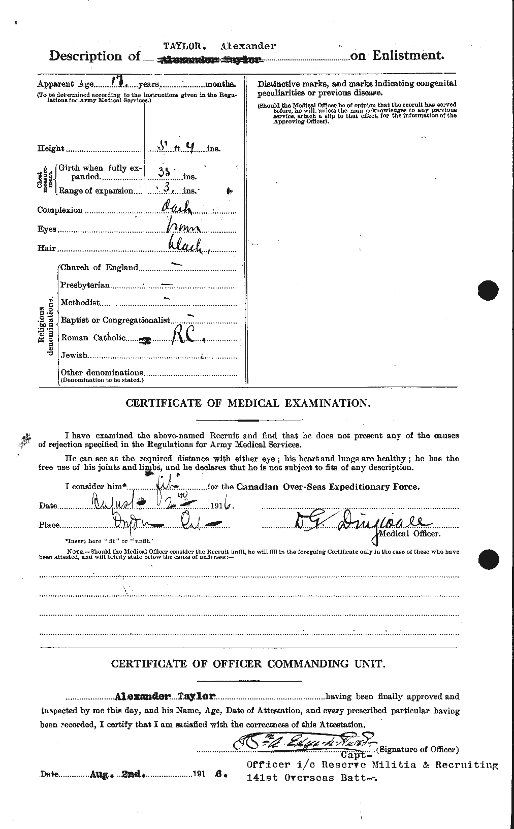 Dossiers du Personnel de la Première Guerre mondiale - CEC 626146b