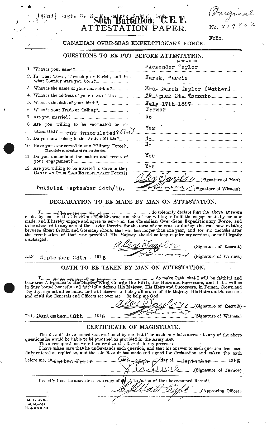 Personnel Records of the First World War - CEF 626149a