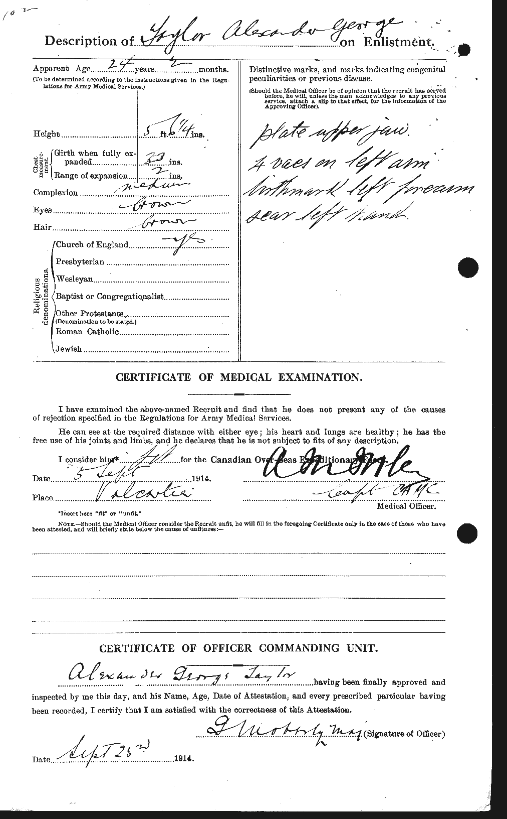 Dossiers du Personnel de la Première Guerre mondiale - CEC 626152b