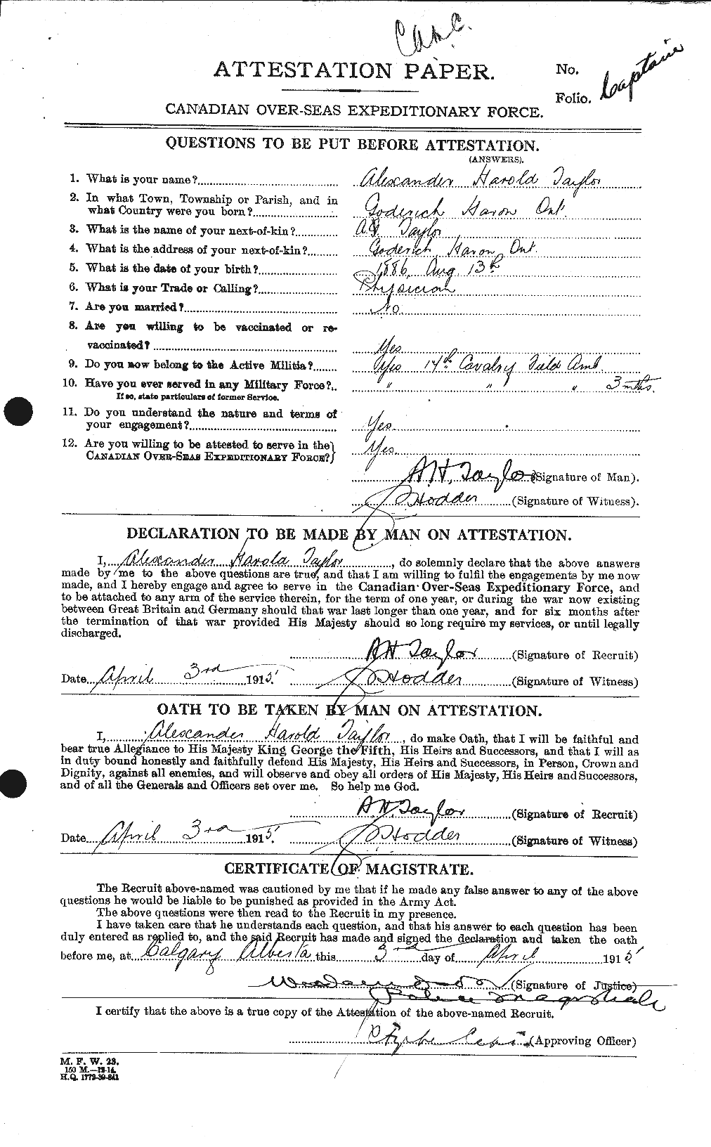 Personnel Records of the First World War - CEF 626153a
