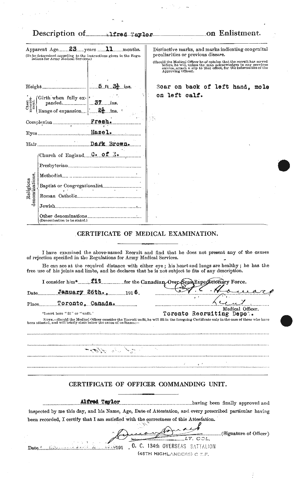 Dossiers du Personnel de la Première Guerre mondiale - CEC 626166b