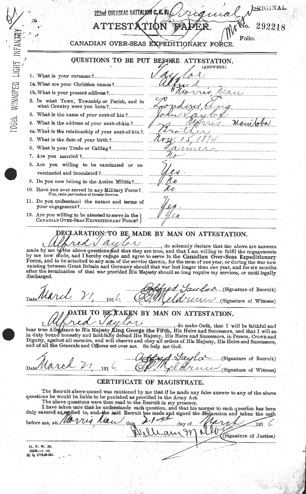 Personnel Records of the First World War - CEF 626168a