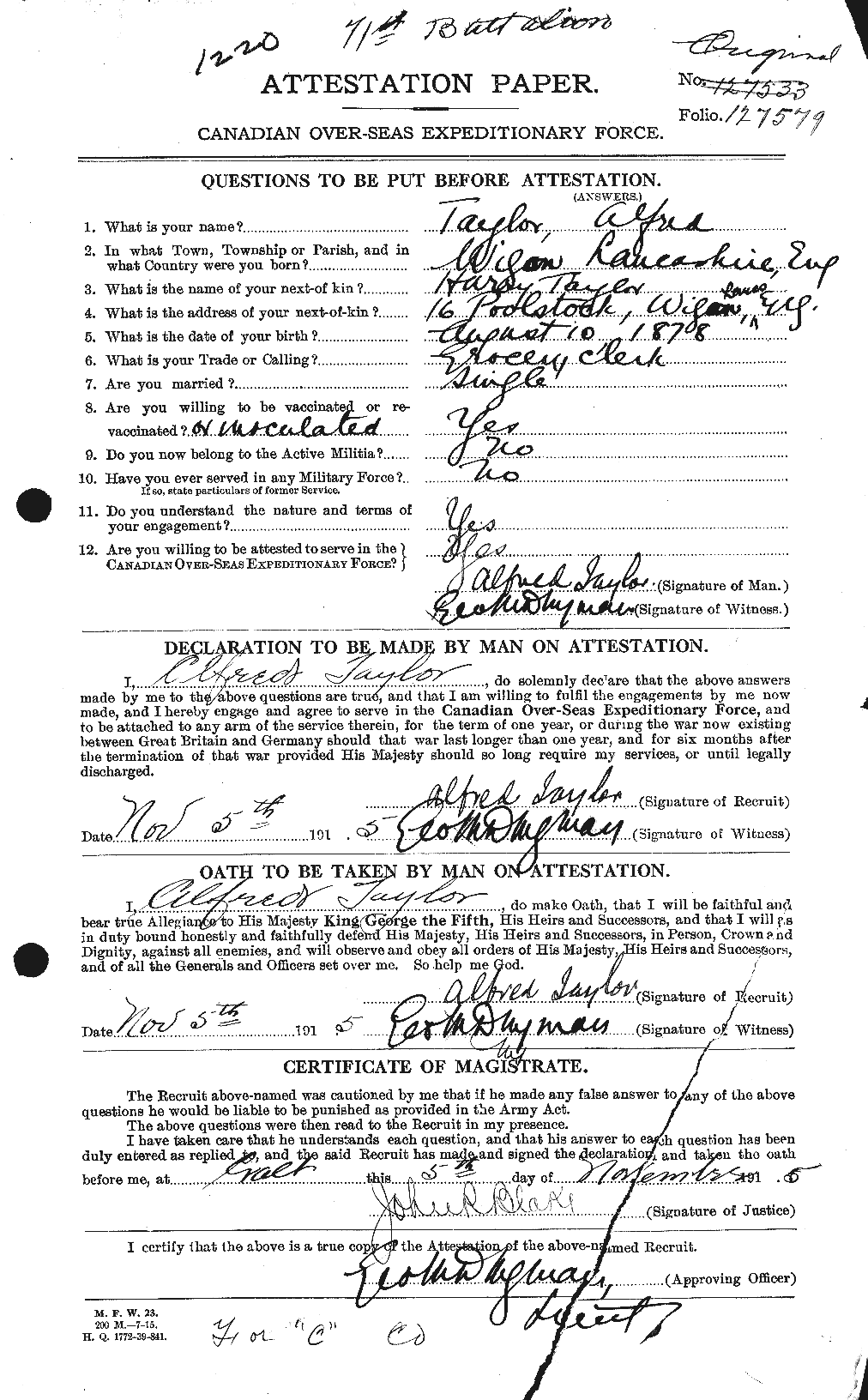 Personnel Records of the First World War - CEF 626171a
