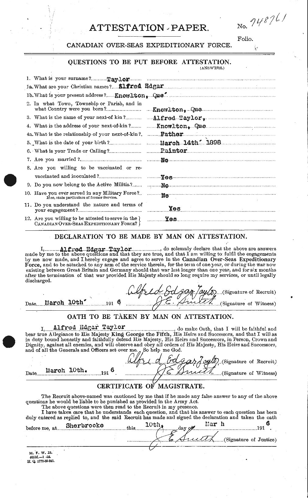 Personnel Records of the First World War - CEF 626182a