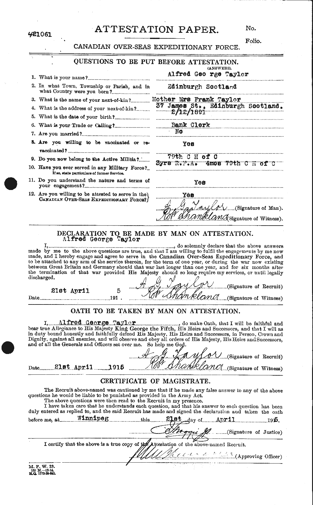 Personnel Records of the First World War - CEF 626187a