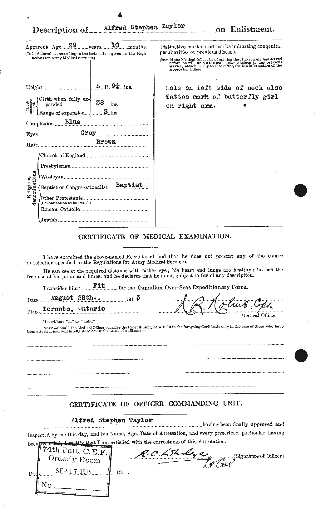 Personnel Records of the First World War - CEF 626196b