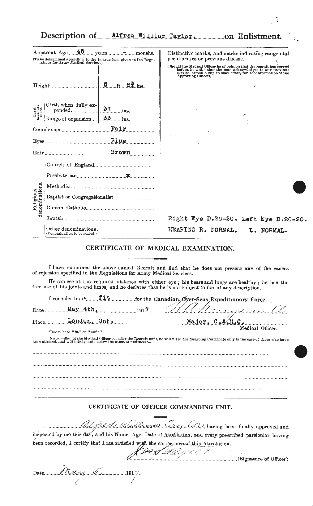 Dossiers du Personnel de la Première Guerre mondiale - CEC 626199b