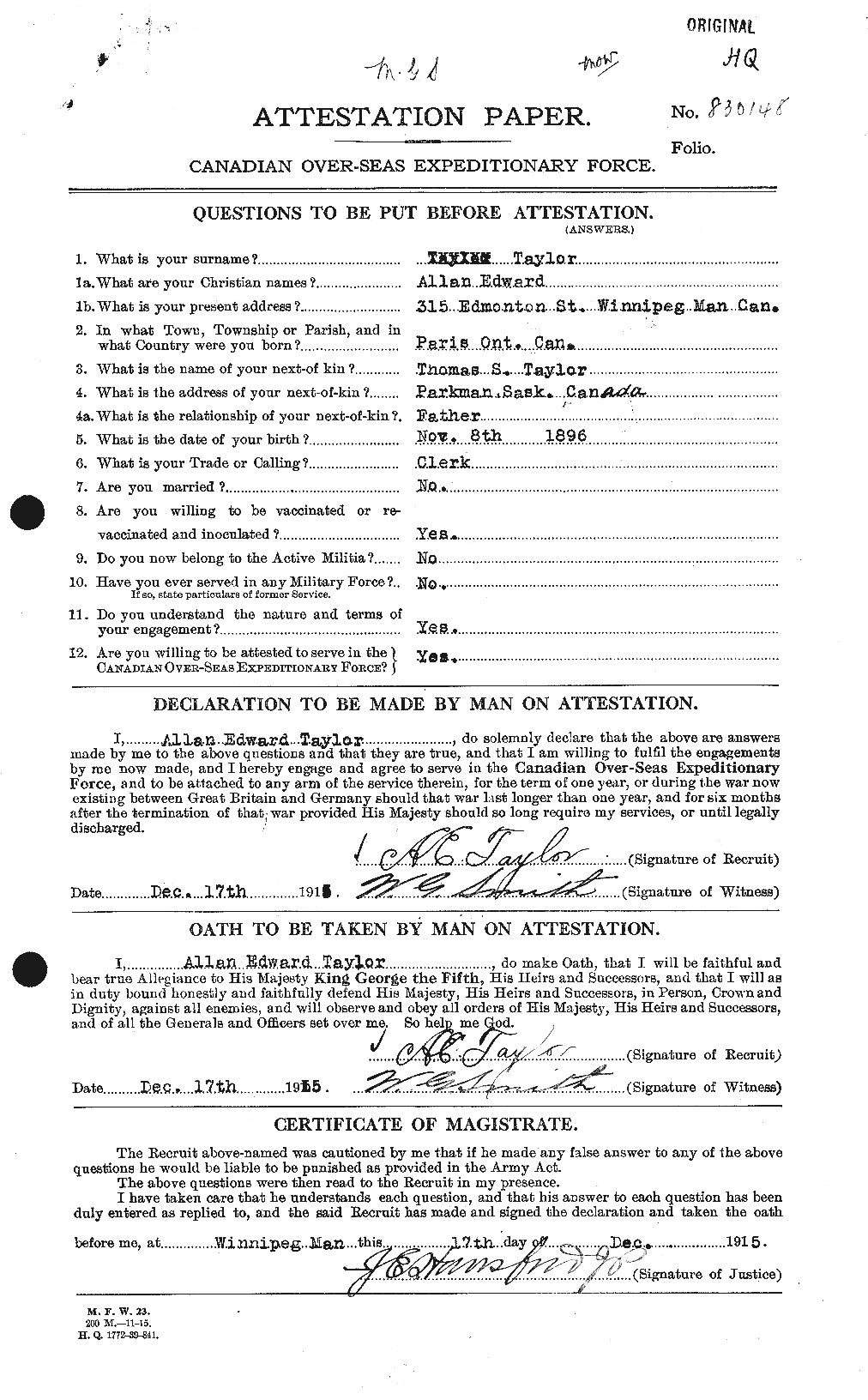 Personnel Records of the First World War - CEF 626203a