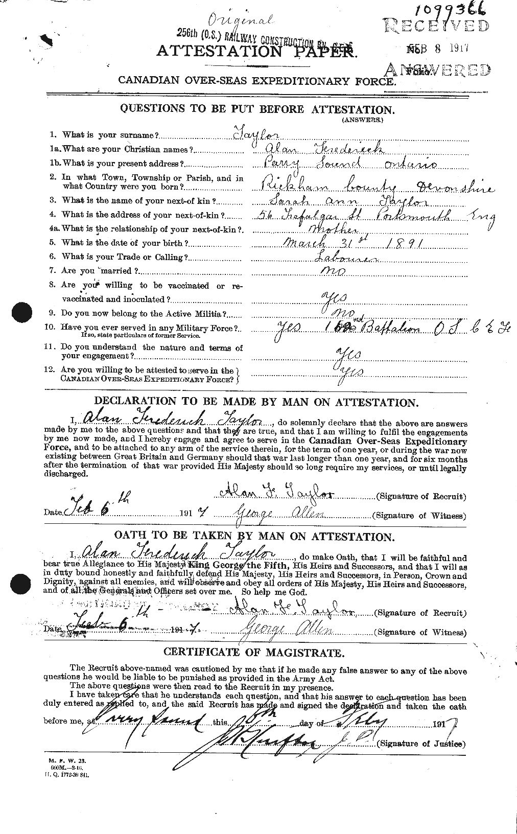 Personnel Records of the First World War - CEF 626206a