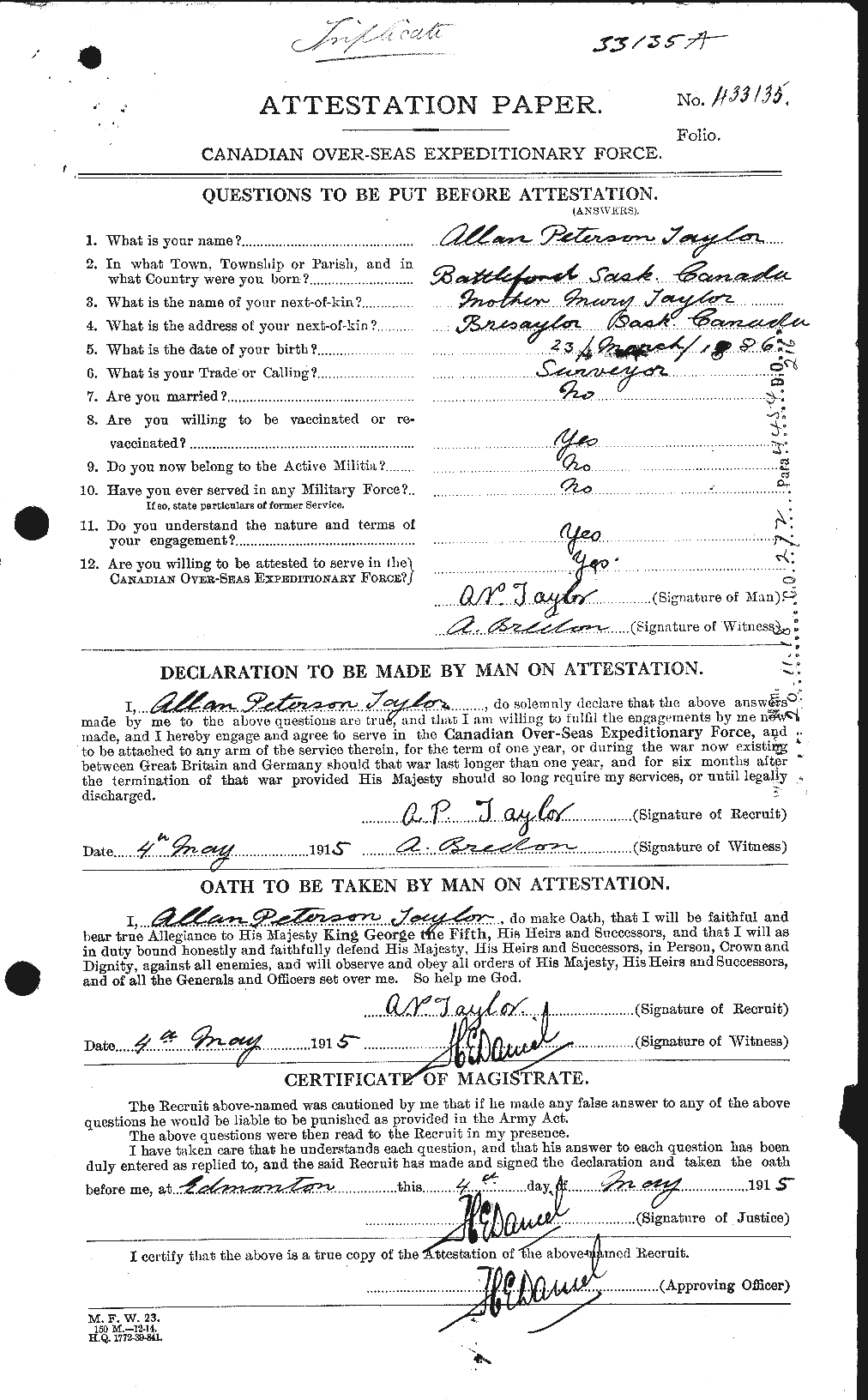 Personnel Records of the First World War - CEF 626210a