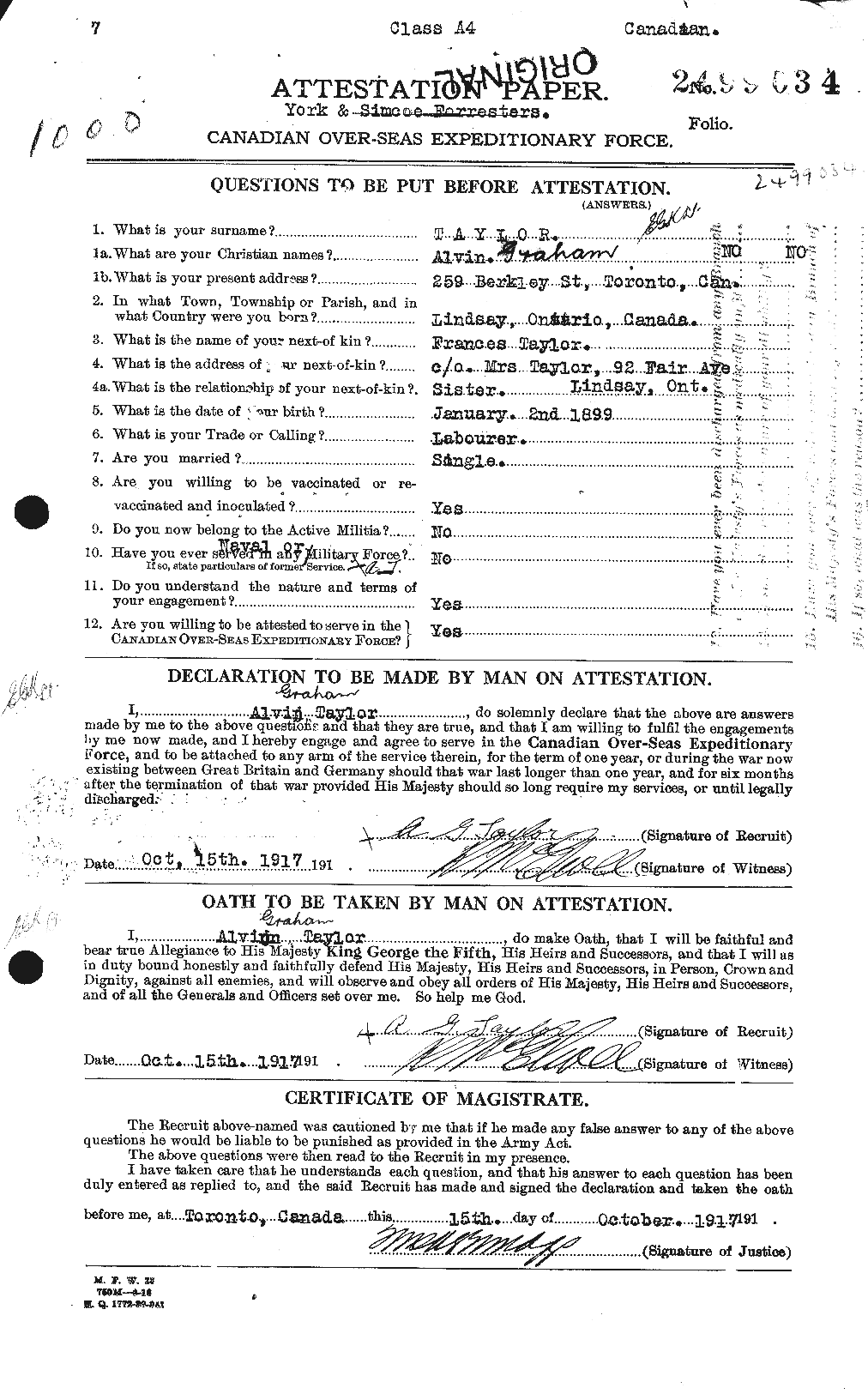 Personnel Records of the First World War - CEF 626213a