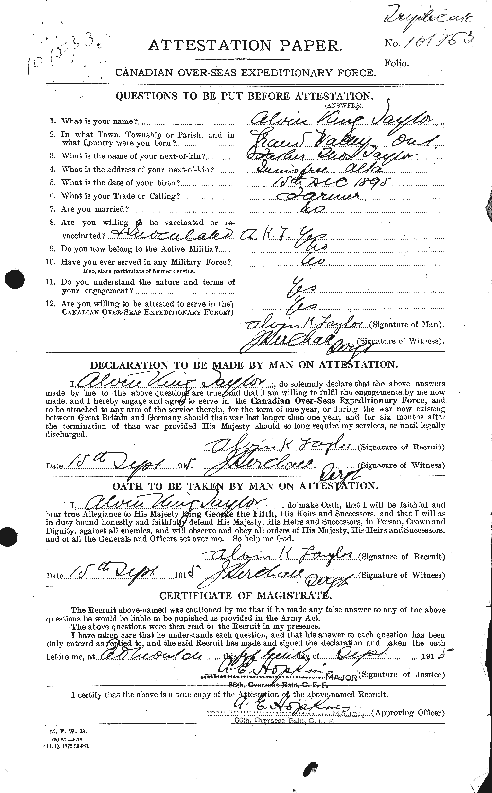 Personnel Records of the First World War - CEF 626215a