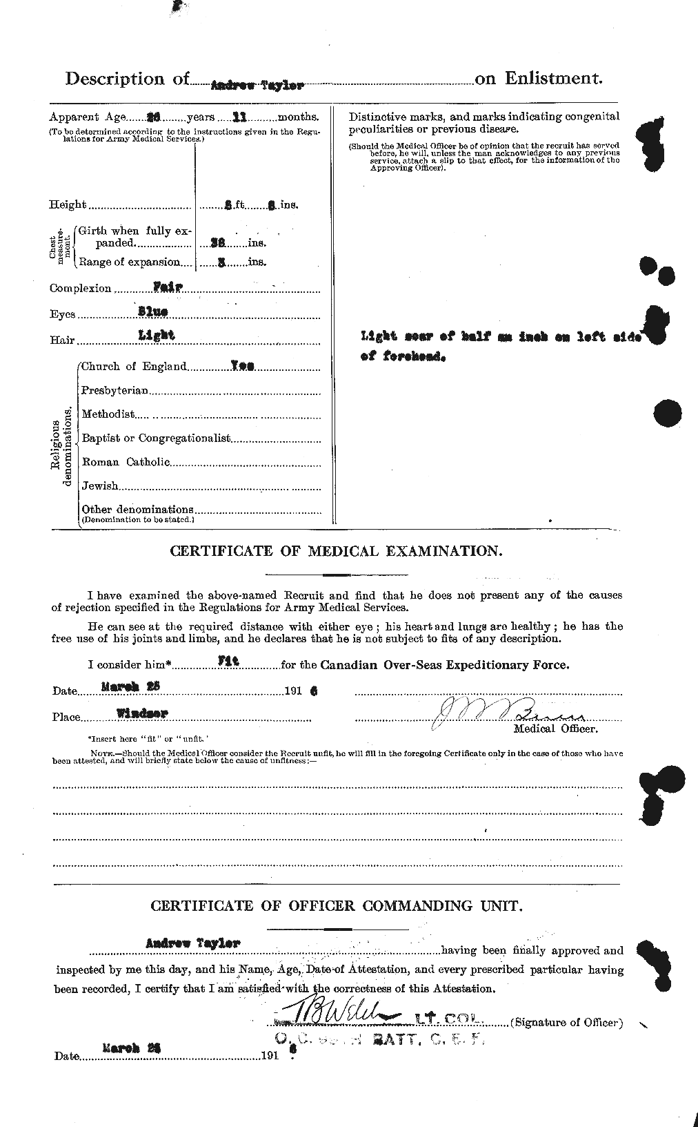 Dossiers du Personnel de la Première Guerre mondiale - CEC 626221b