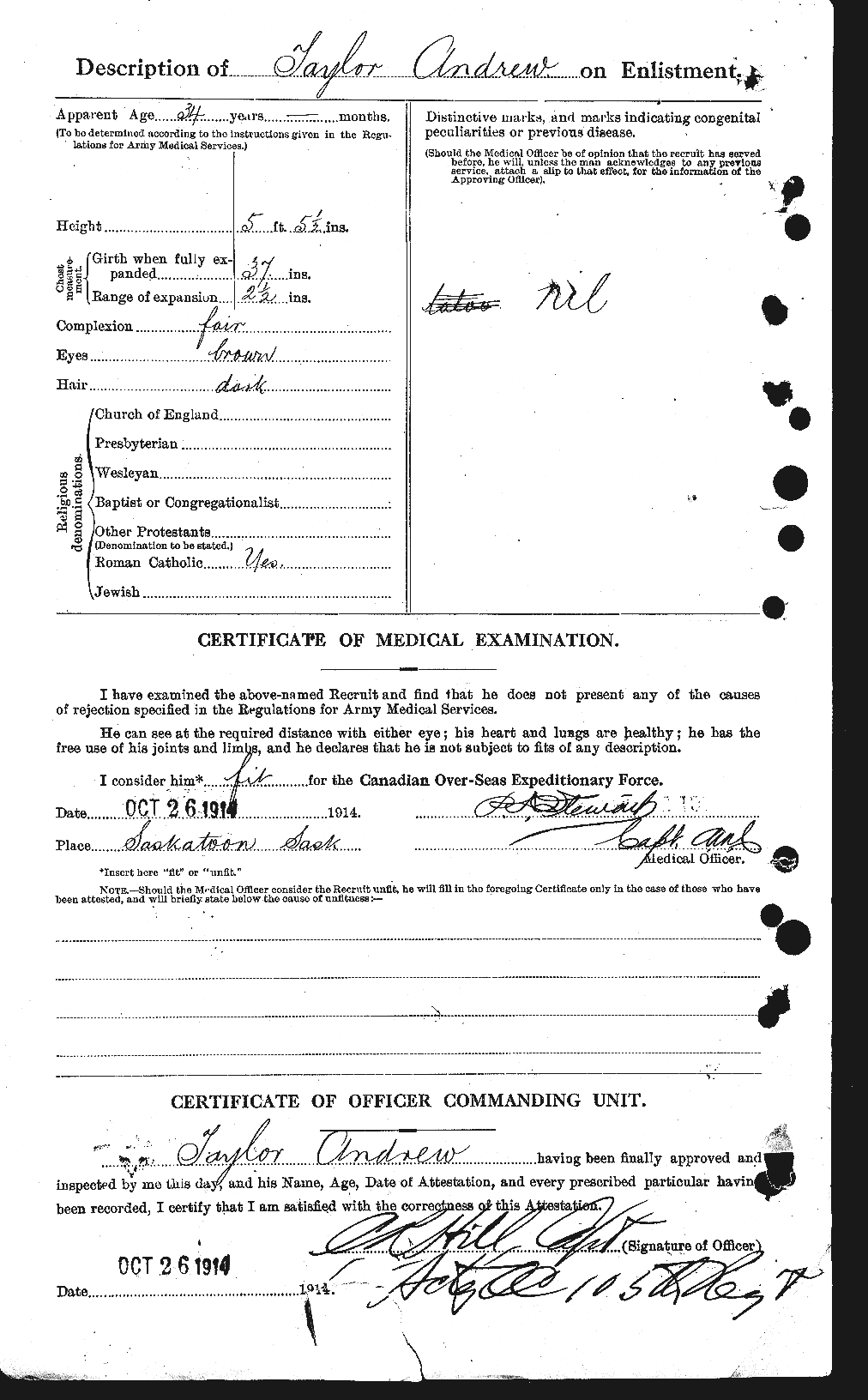 Dossiers du Personnel de la Première Guerre mondiale - CEC 626224b