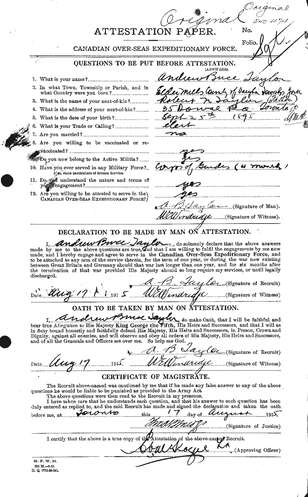 Personnel Records of the First World War - CEF 626228a