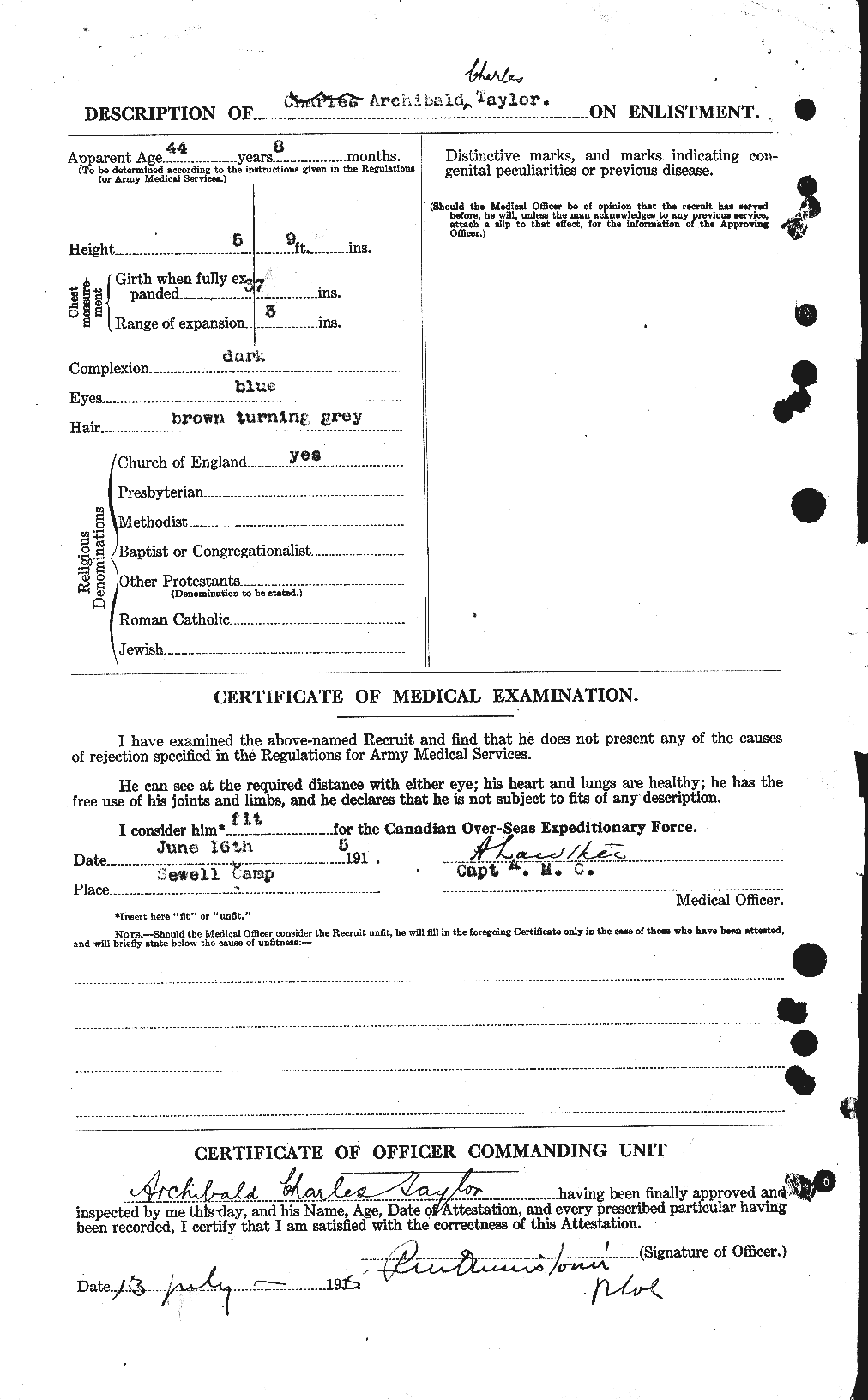 Dossiers du Personnel de la Première Guerre mondiale - CEC 626242b