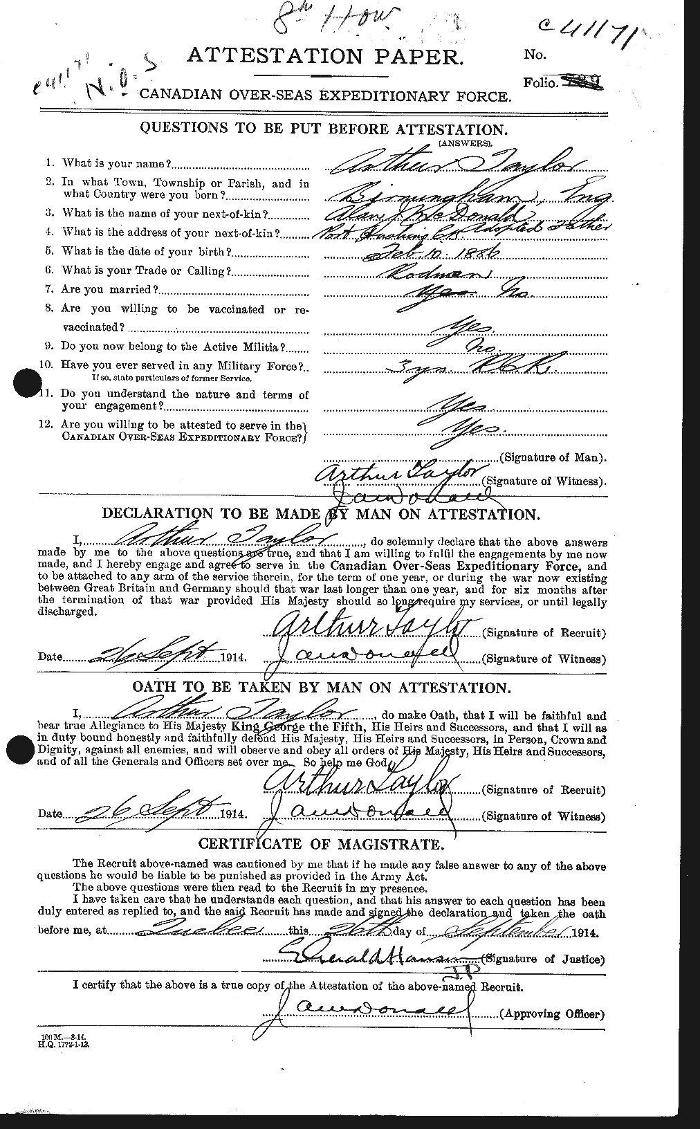 Personnel Records of the First World War - CEF 626258a