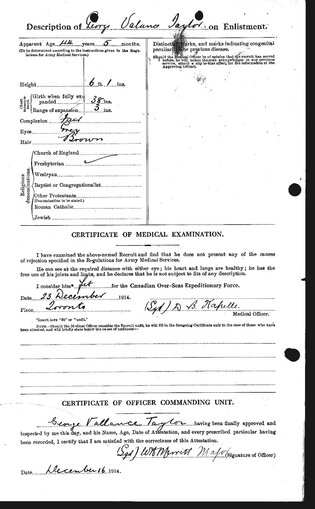 Dossiers du Personnel de la Première Guerre mondiale - CEC 626357b