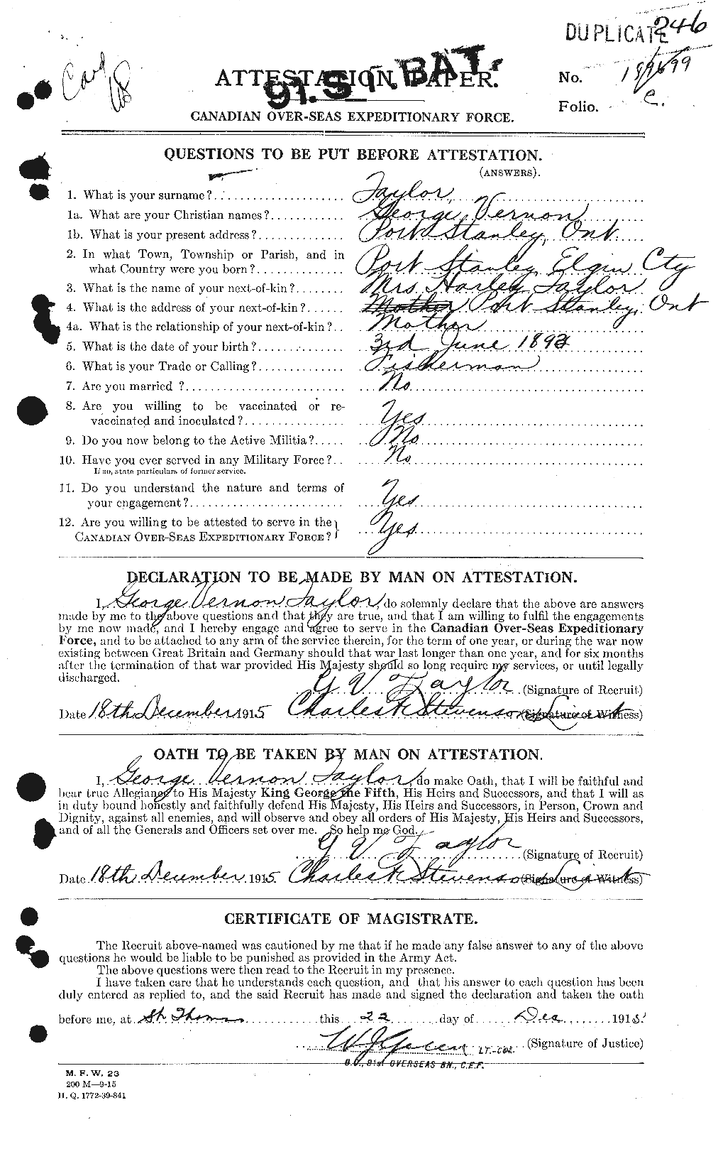 Personnel Records of the First World War - CEF 626358a