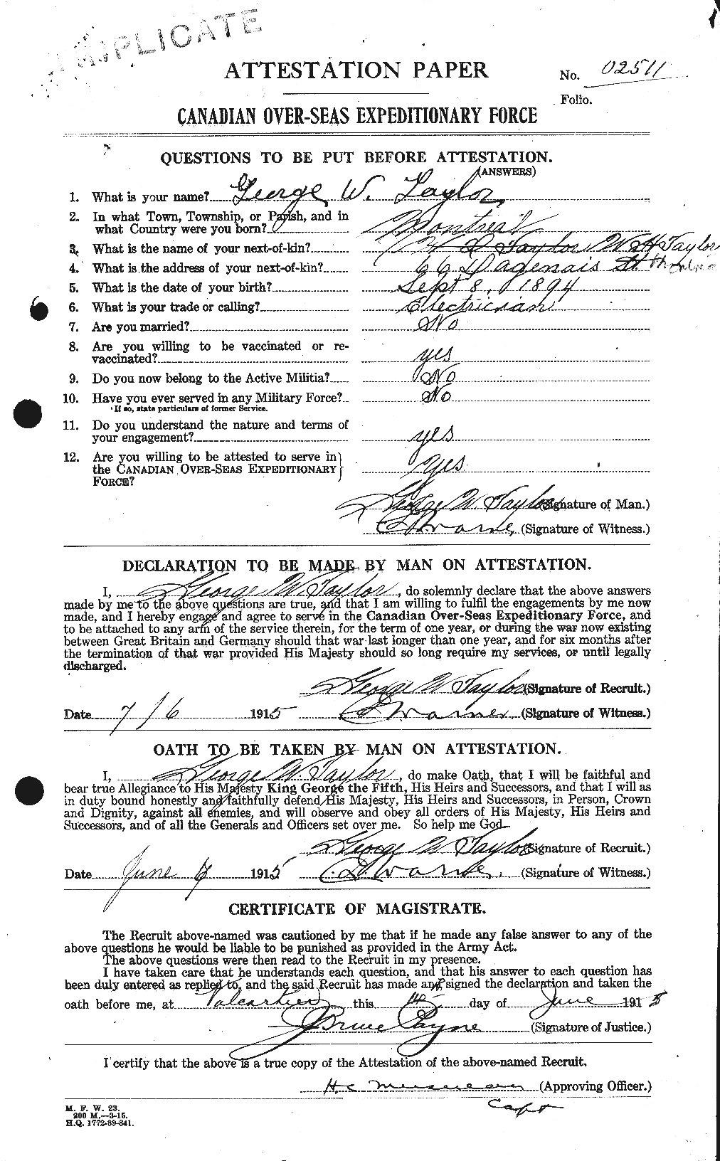 Personnel Records of the First World War - CEF 626359a