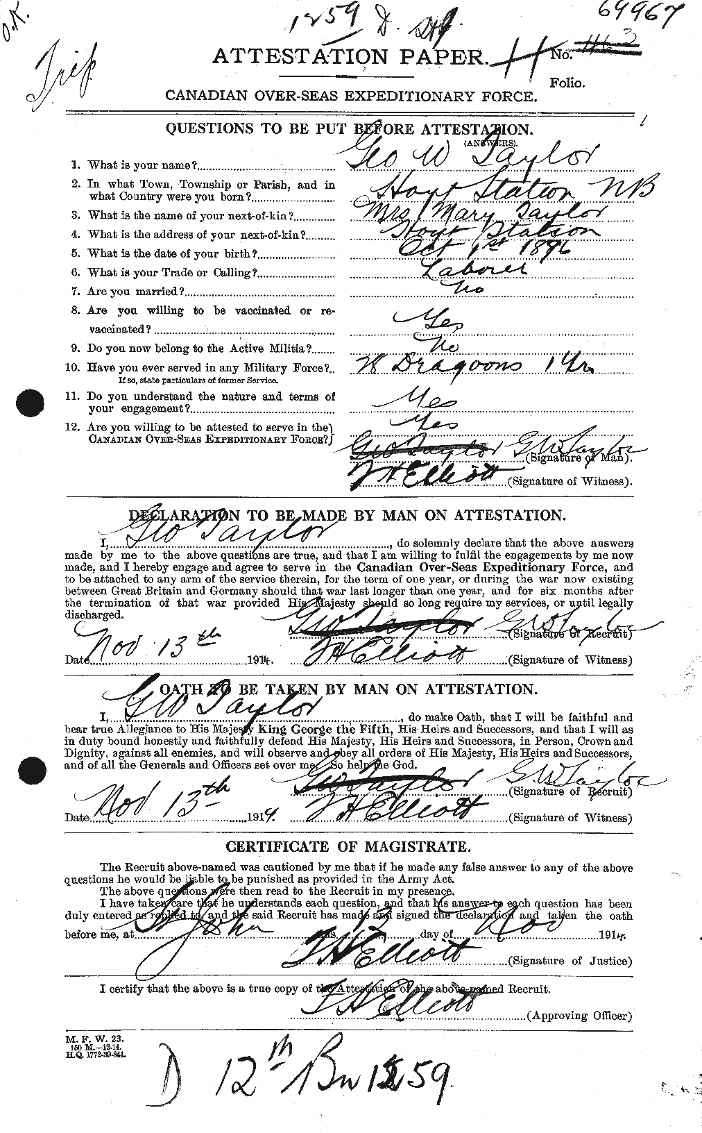 Personnel Records of the First World War - CEF 626363a