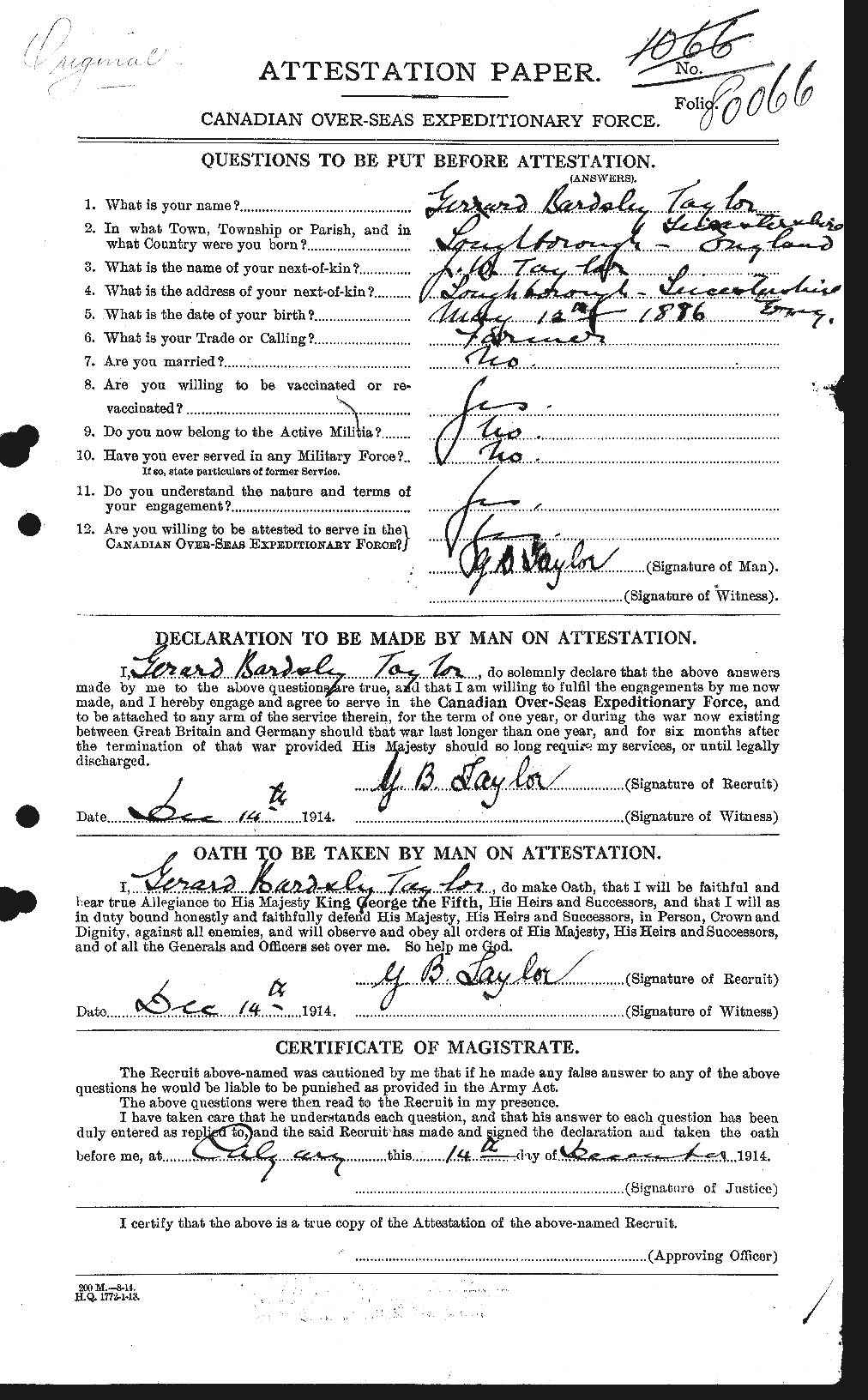 Personnel Records of the First World War - CEF 626377a