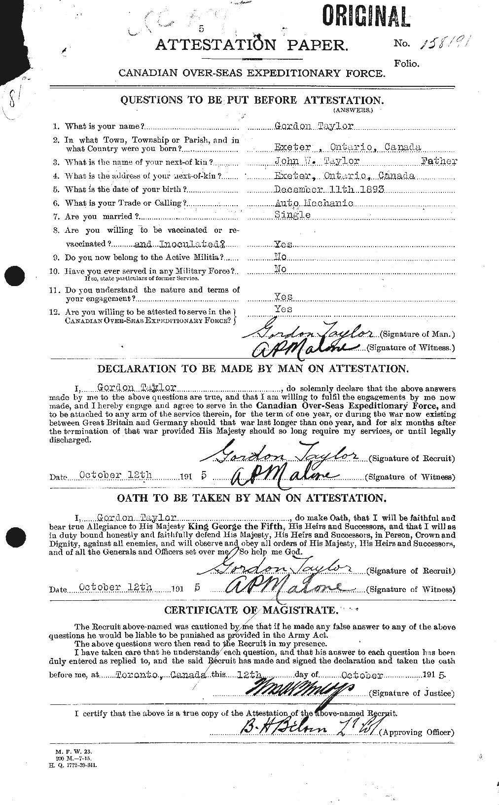 Personnel Records of the First World War - CEF 626382a