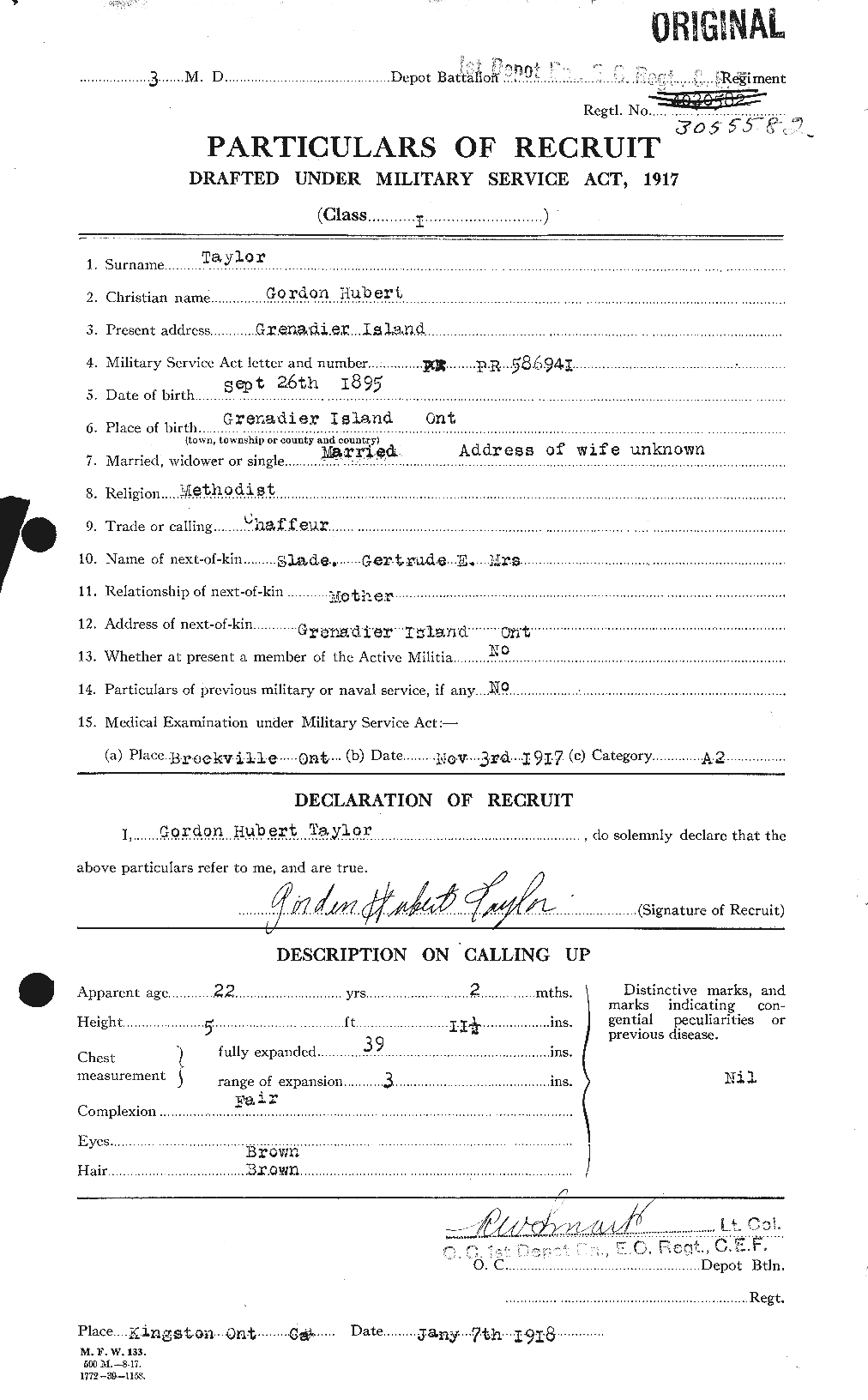 Dossiers du Personnel de la Première Guerre mondiale - CEC 626390a