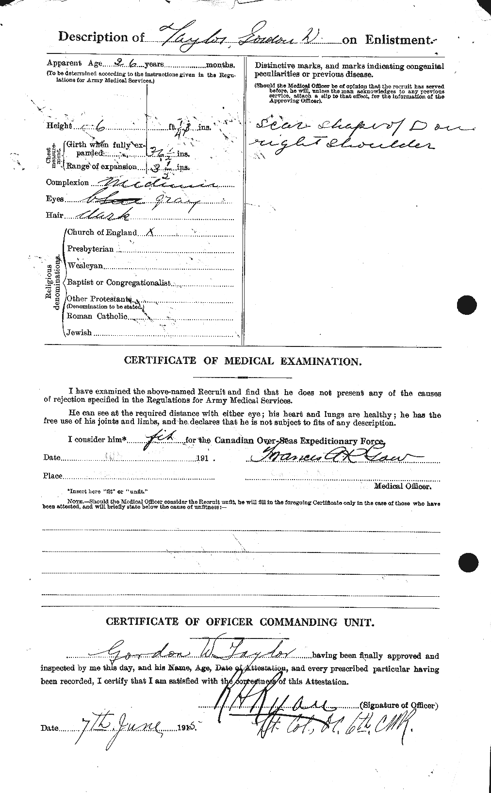 Dossiers du Personnel de la Première Guerre mondiale - CEC 626392b