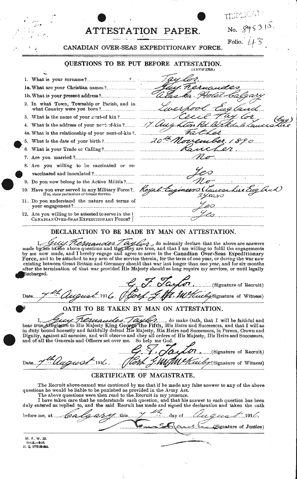 Personnel Records of the First World War - CEF 626396a
