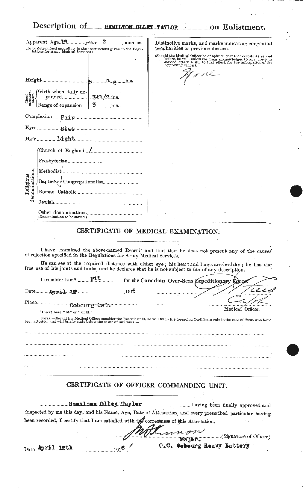 Dossiers du Personnel de la Première Guerre mondiale - CEC 626398b