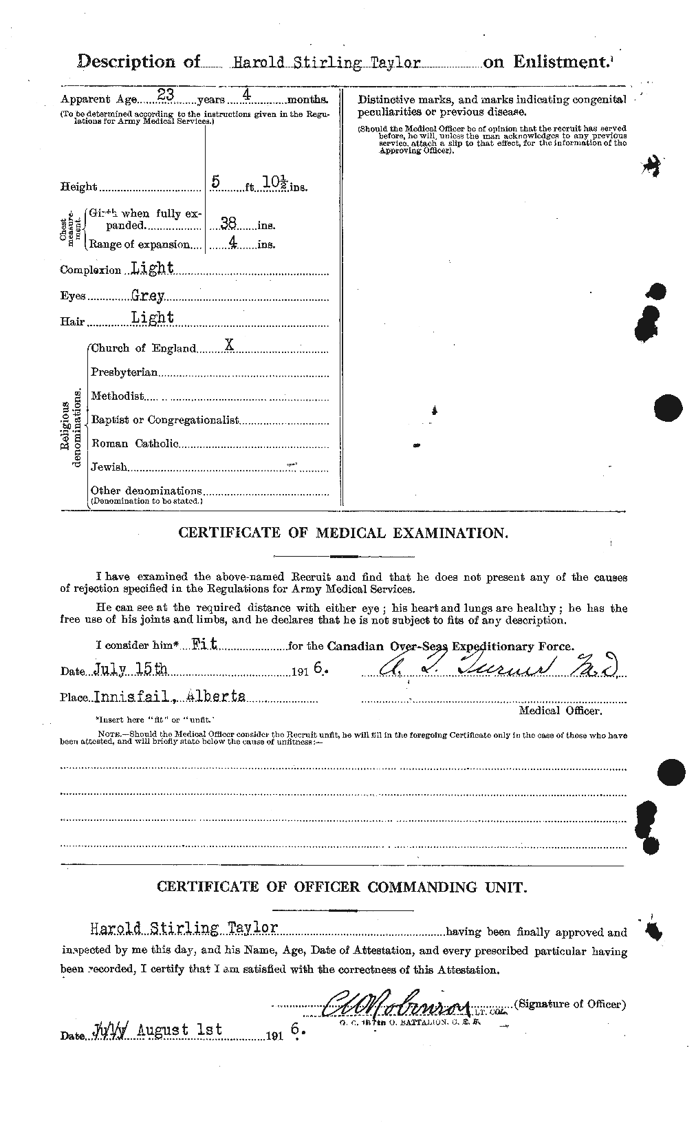 Dossiers du Personnel de la Première Guerre mondiale - CEC 626434b