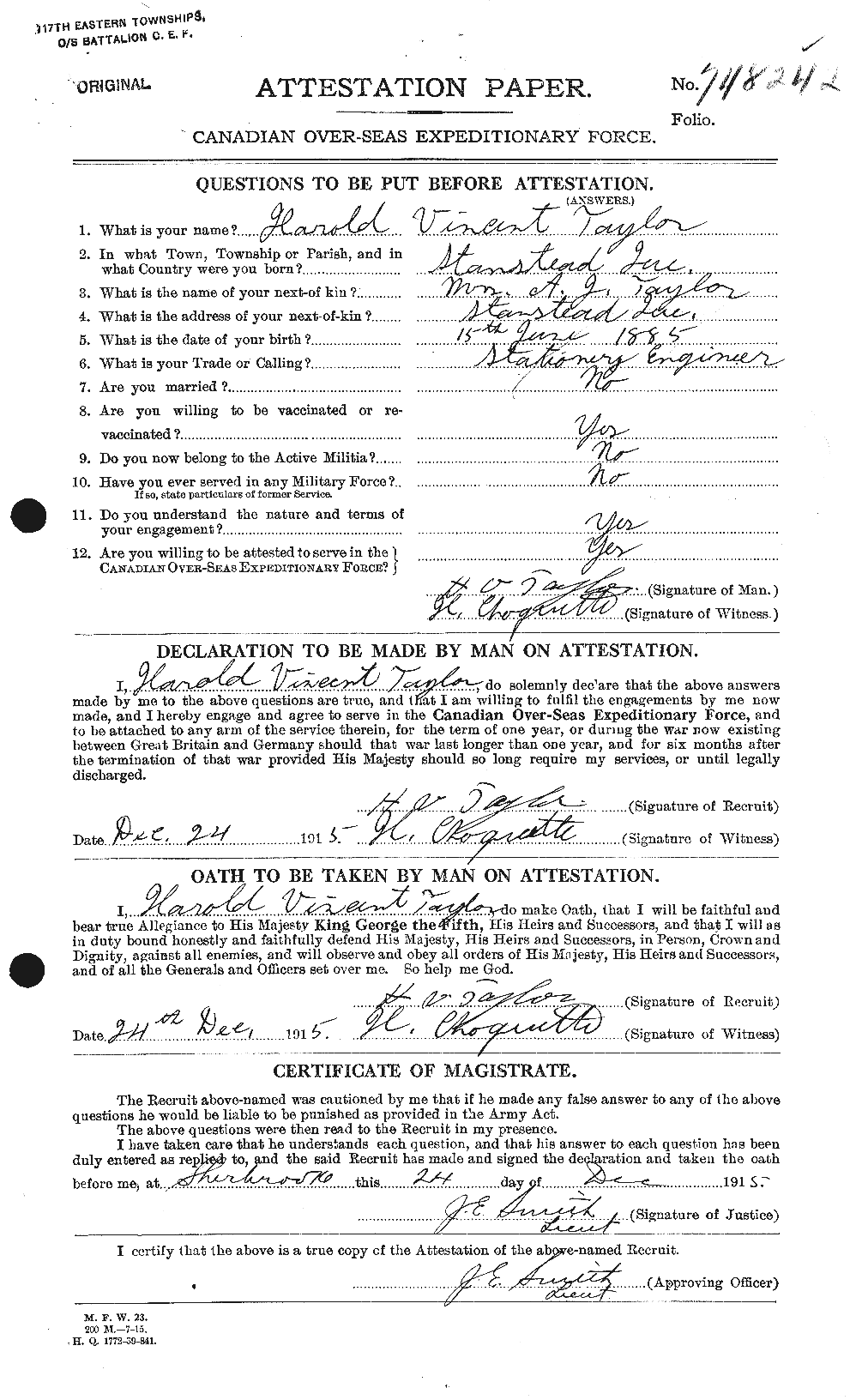 Personnel Records of the First World War - CEF 626437a