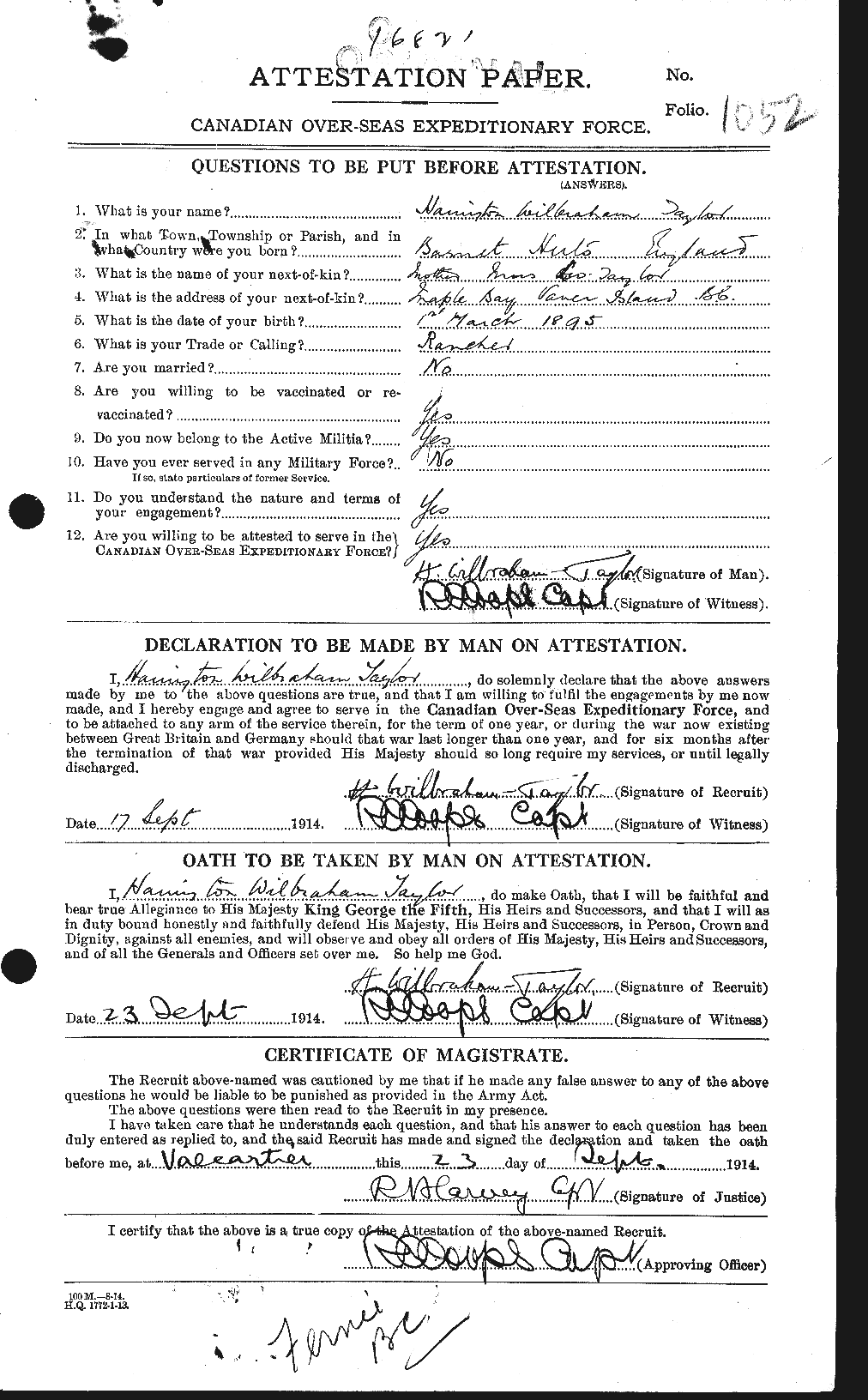 Personnel Records of the First World War - CEF 626440a